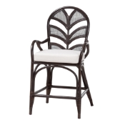 bali & pari Niven Natural Rattan Counter Stool with Cushion - Handwoven Wicker Accent Stool with Banana Leaf Backrest Design for Kitchen Island